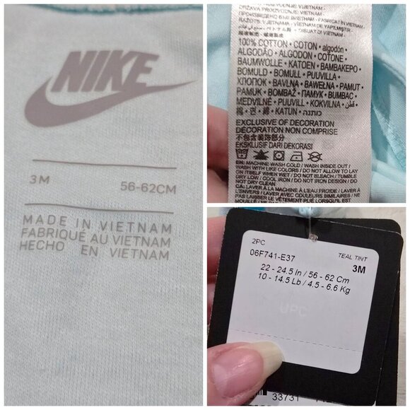 Nike ✦ Baby 2-Piece Set ✦ Polka Dot Logo Footed Coverall + Headband 3M NWT - Picture 7 of 10